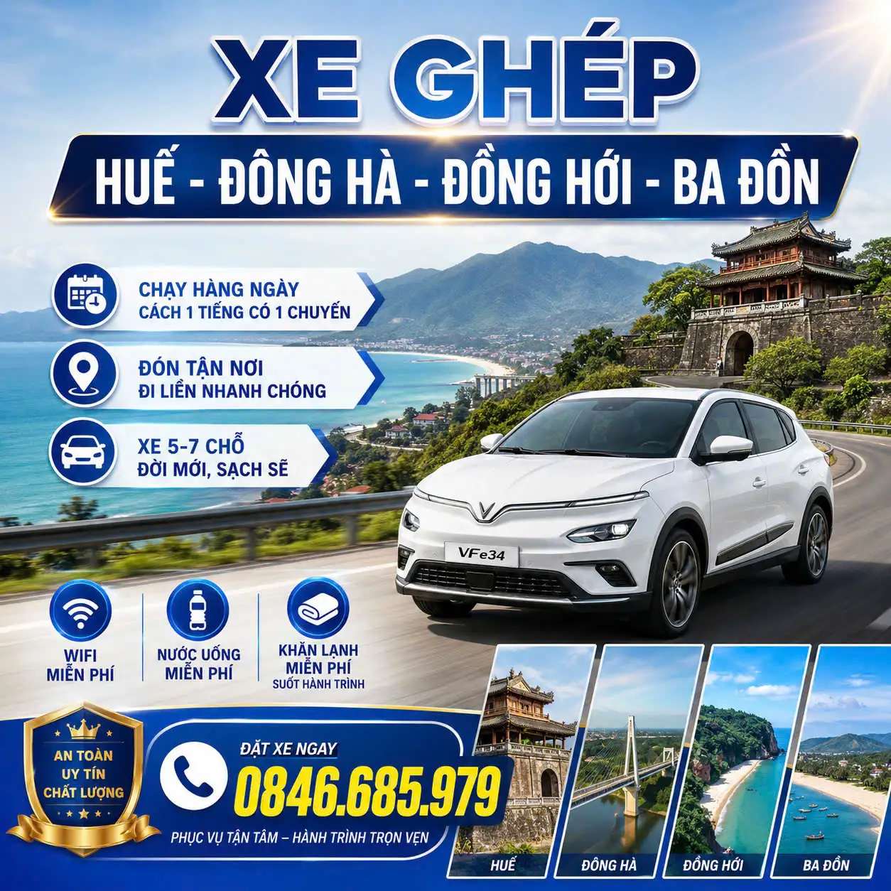 Xe Ghép Đồng Hới Uy Tín – Đón Tận Nơi, Giá Hợp Lý, Đi Nhanh Mỗi Ngày 0846.685.979