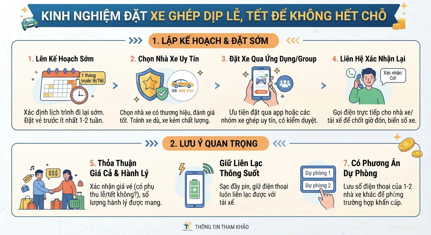 Kinh Nghiệm Đặt Xe Ghép Dịp Lễ, Tết Để Không Hết Chỗ