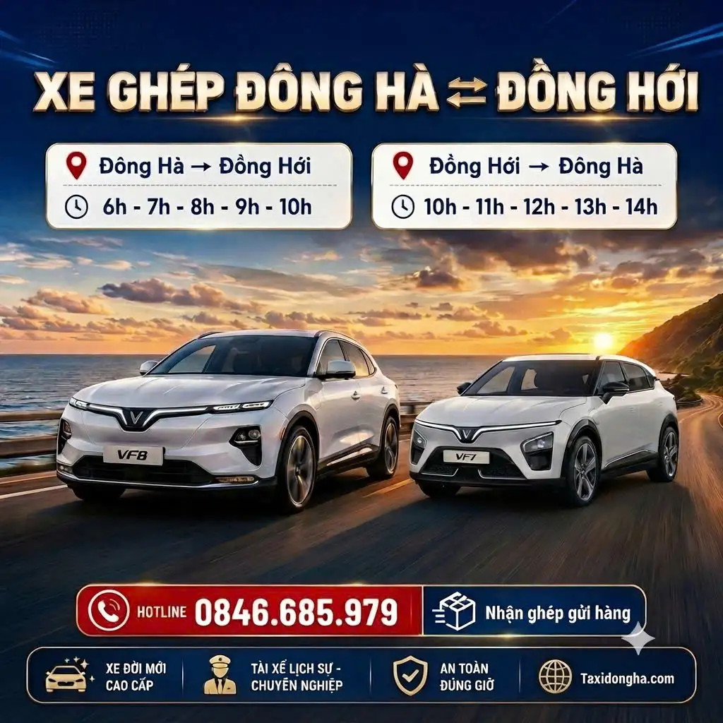Xe Ghép Đông Hà – Đồng Hới | Đón Tận Nơi 24/7 – Giá Tốt – Xe Đời Mới