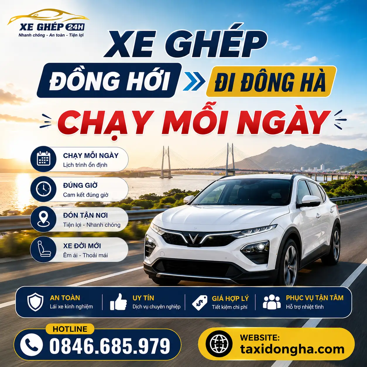 XE GHÉP ĐỒNG HỚI ĐI ĐÔNG HÀ CHẠY MỖI NGÀY