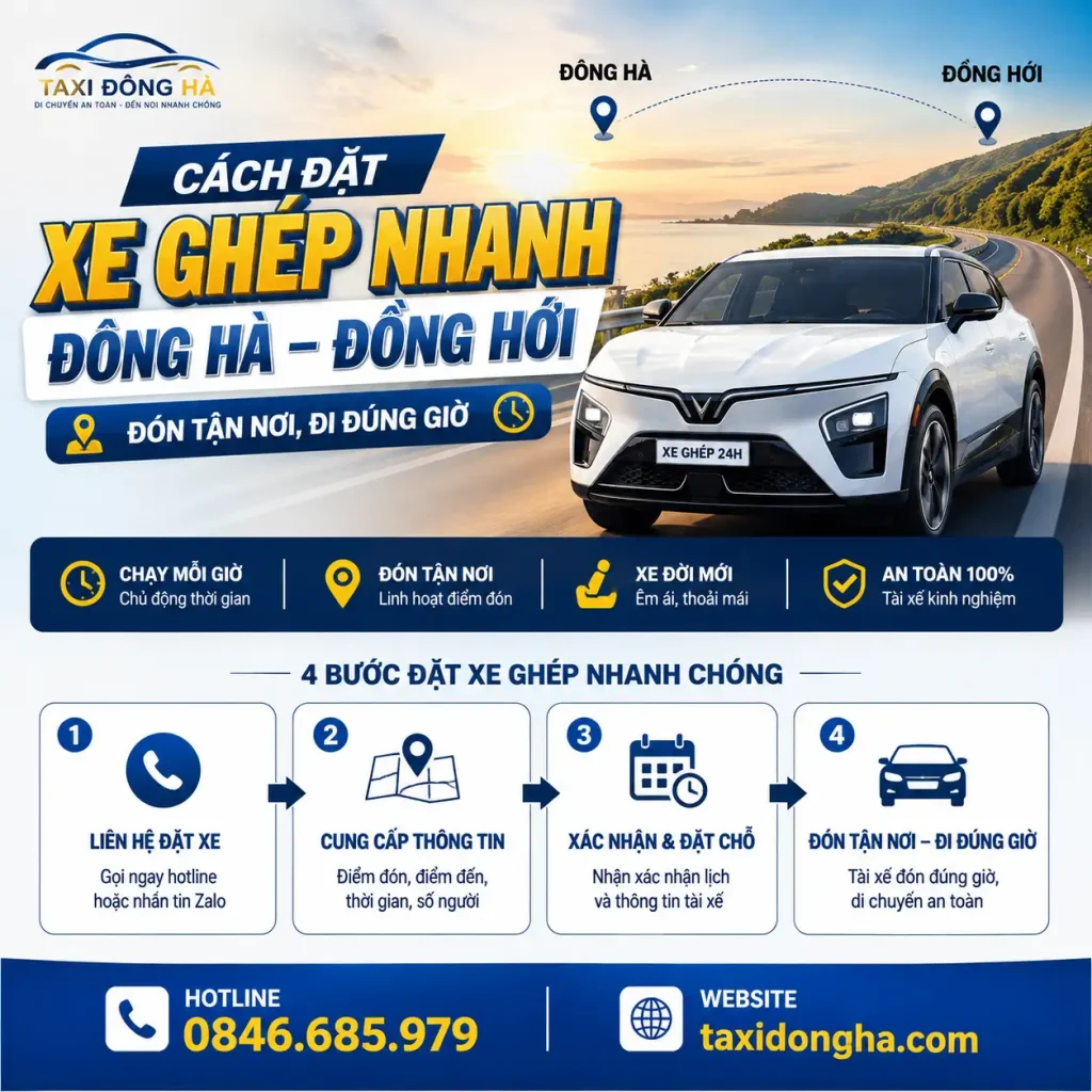 Cách Đặt Xe Ghép Nhanh Đông Hà – Đồng Hới: Đón Tận Nơi, Đi Đúng Giờ