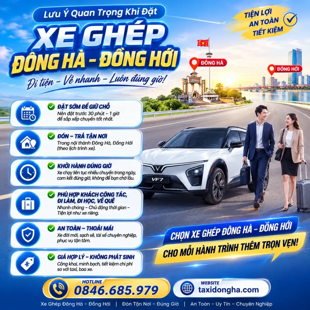 Lưu Ý Quan Trọng Khi Đặt Xe Ghép Đông Hà – Đồng Hới