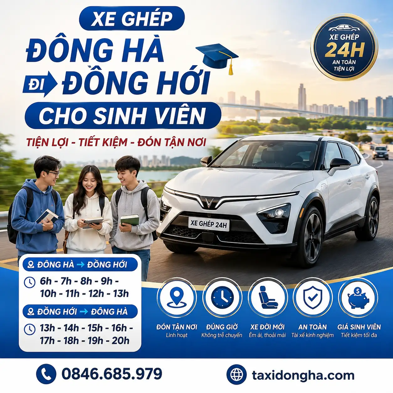Xe Ghép Đông Hà Đi Đồng Hới Cho Sinh Viên | Tiện Lợi, Tiết Kiệm, Đón Tận Nơi