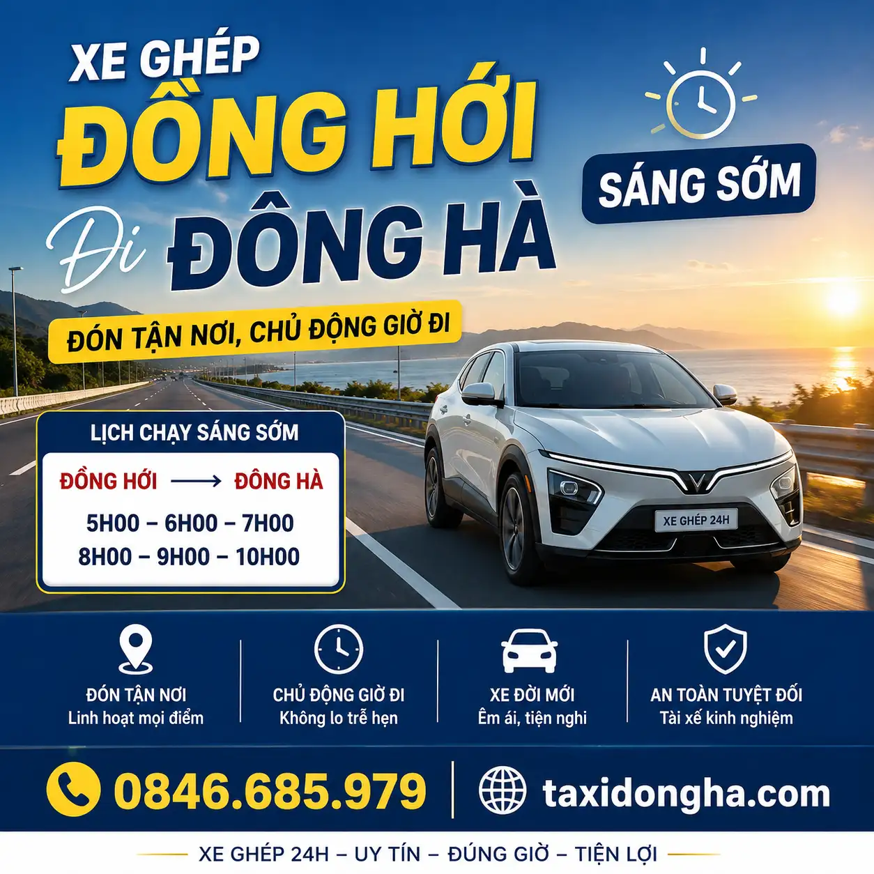 Xe Ghép Đồng Hới Đi Đông Hà Sáng Sớm | Đón Tận Nơi, Chủ Động Giờ Đi