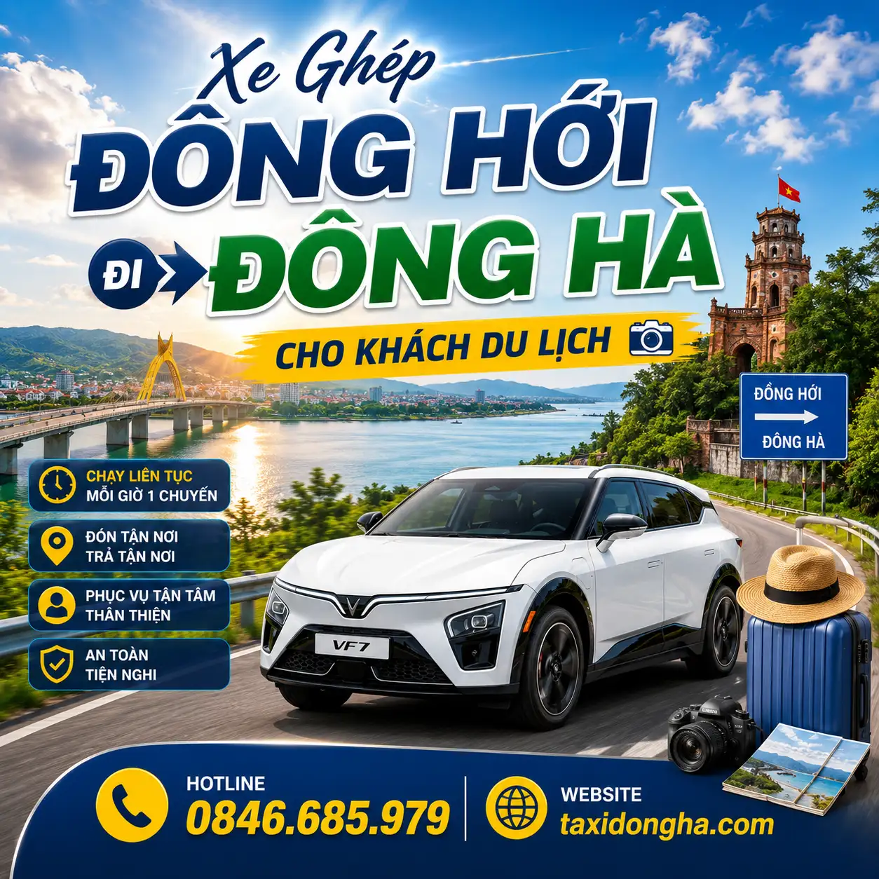 XE GHÉP ĐỒNG HỚI ĐI ĐÔNG HÀ CHO KHÁCH DU LỊCH