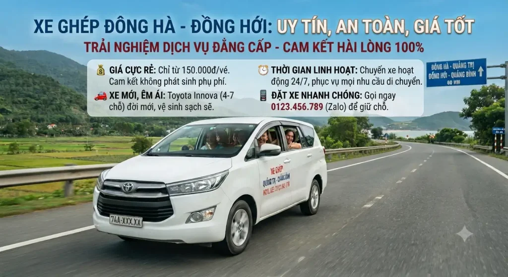 Xe Ghép Đông Hà Đi Đồng Hới Giá Bao Nhiêu? Cập Nhật Chi Phí Và Cách Đặt Xe