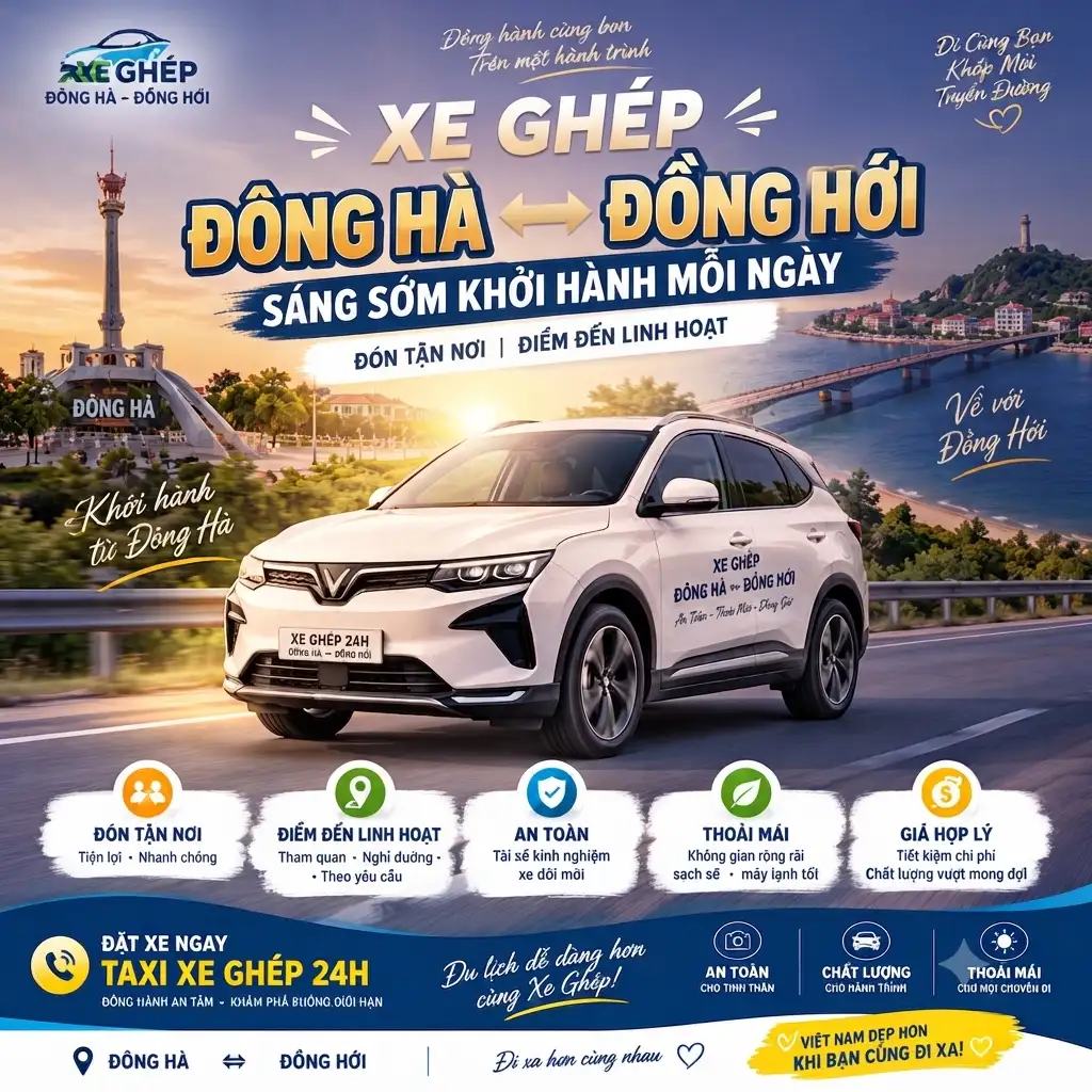 Xe Ghép Đông Hà Đi Đồng Hới Sáng Sớm | Đón Tận Nơi, Chủ Động Lịch Trình