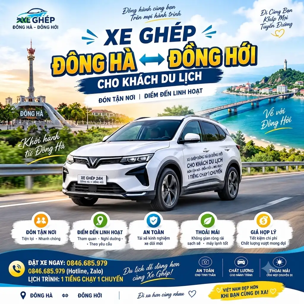 Xe Ghép Đông Hà Đi Đồng Hới Cho Khách Du Lịch | Đón Tận Nơi, Điểm Đến Linh Hoạt