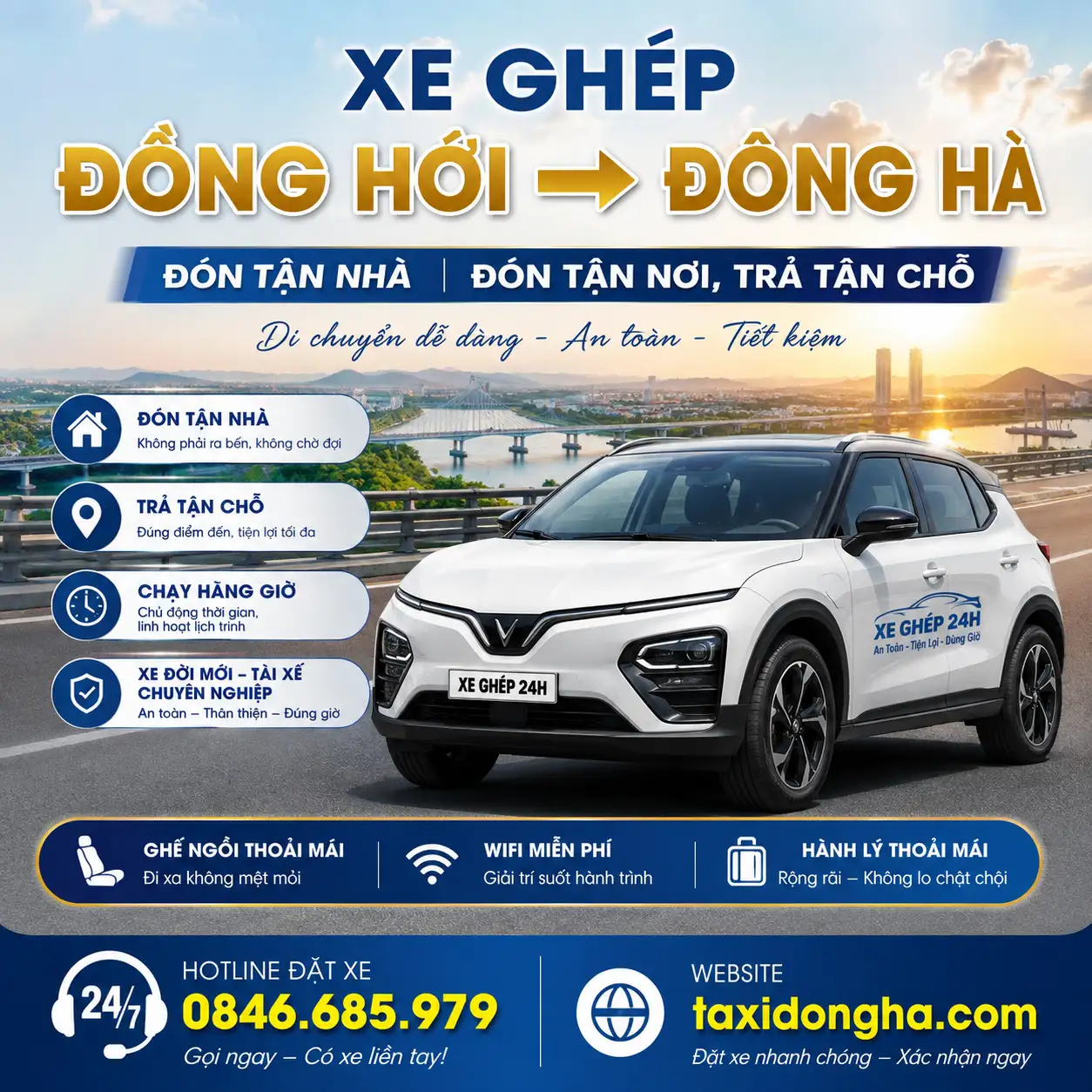 Xe Ghép Đồng Hới Đi Đông Hà Đón Tận Nhà | Đón Tận Nơi, Trả Tận Chỗ