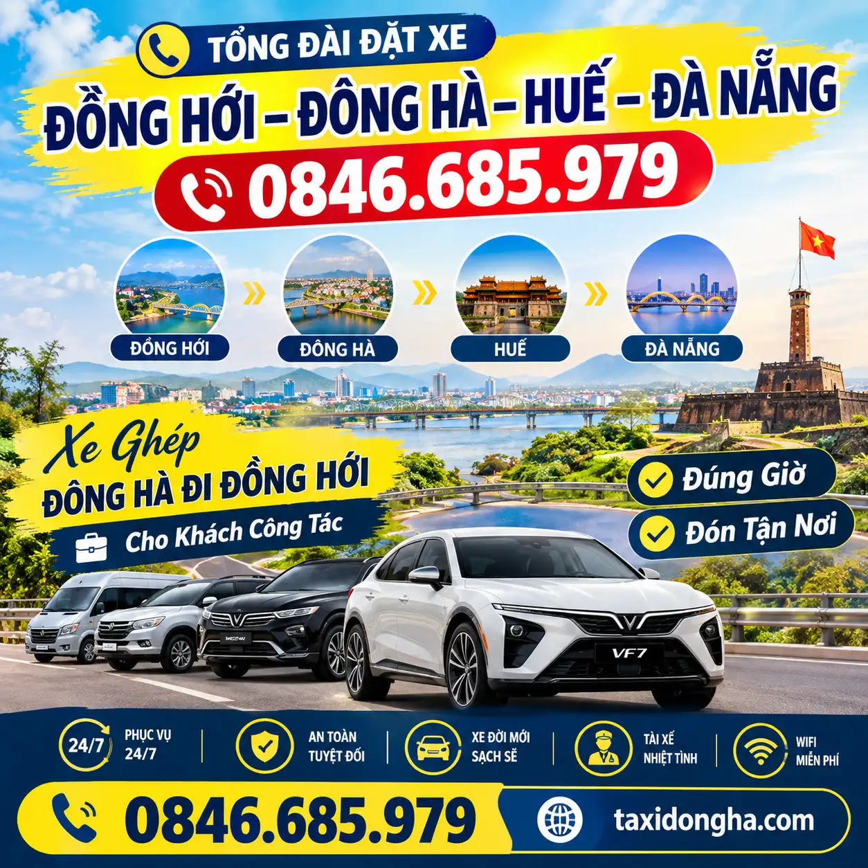 TỔNG ĐÀI ĐẶT XE ĐỒNG HỚI – ĐÔNG HÀ – HUẾ – ĐÀ NẴNG | 0846.685.979